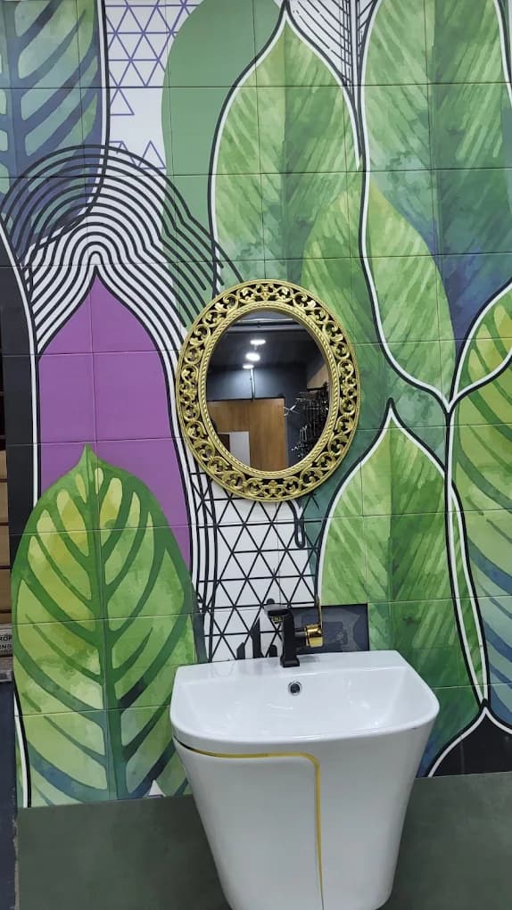Bathware and bathroom tile display at Live Ceramique