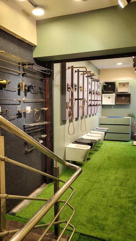 Live Ceramique showroom material displays in Hyderabad